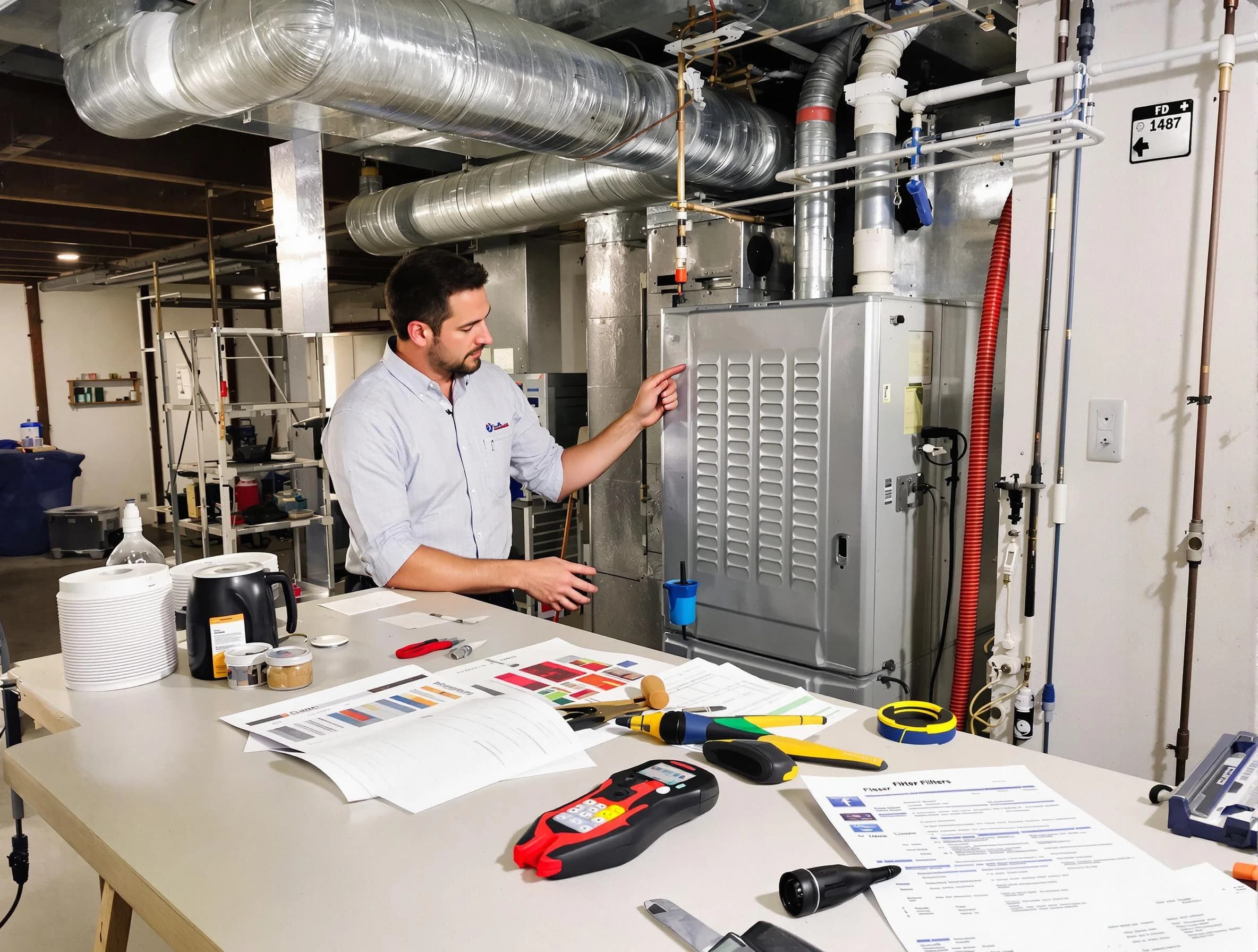 Burlington Air Duct Cleaning inspector conducting detailed filter system evaluation using professional diagnostic tools in Burlington