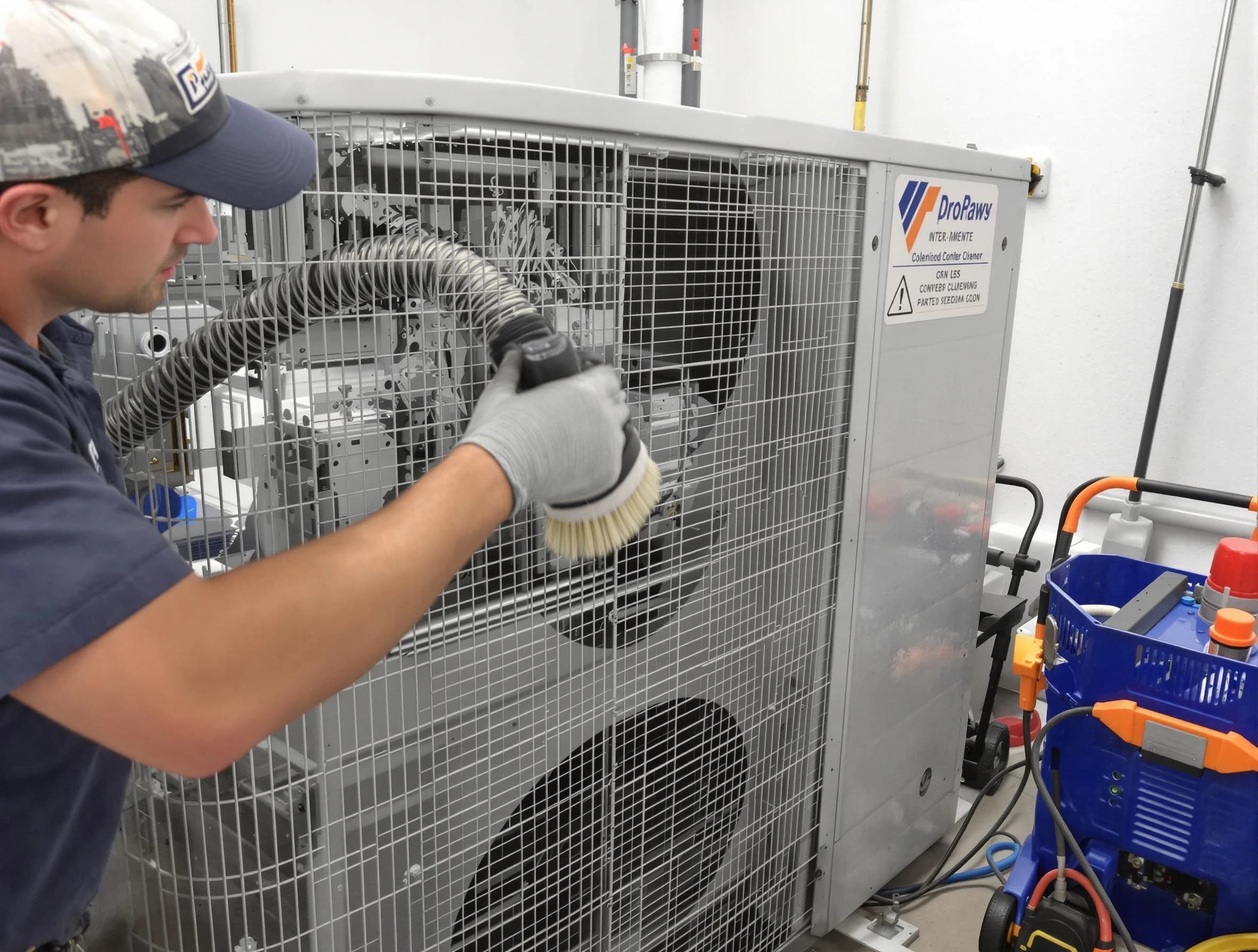 Burlington Air Duct Cleaning specialist performing precision AC coil cleaning for improved system performance in Burlington