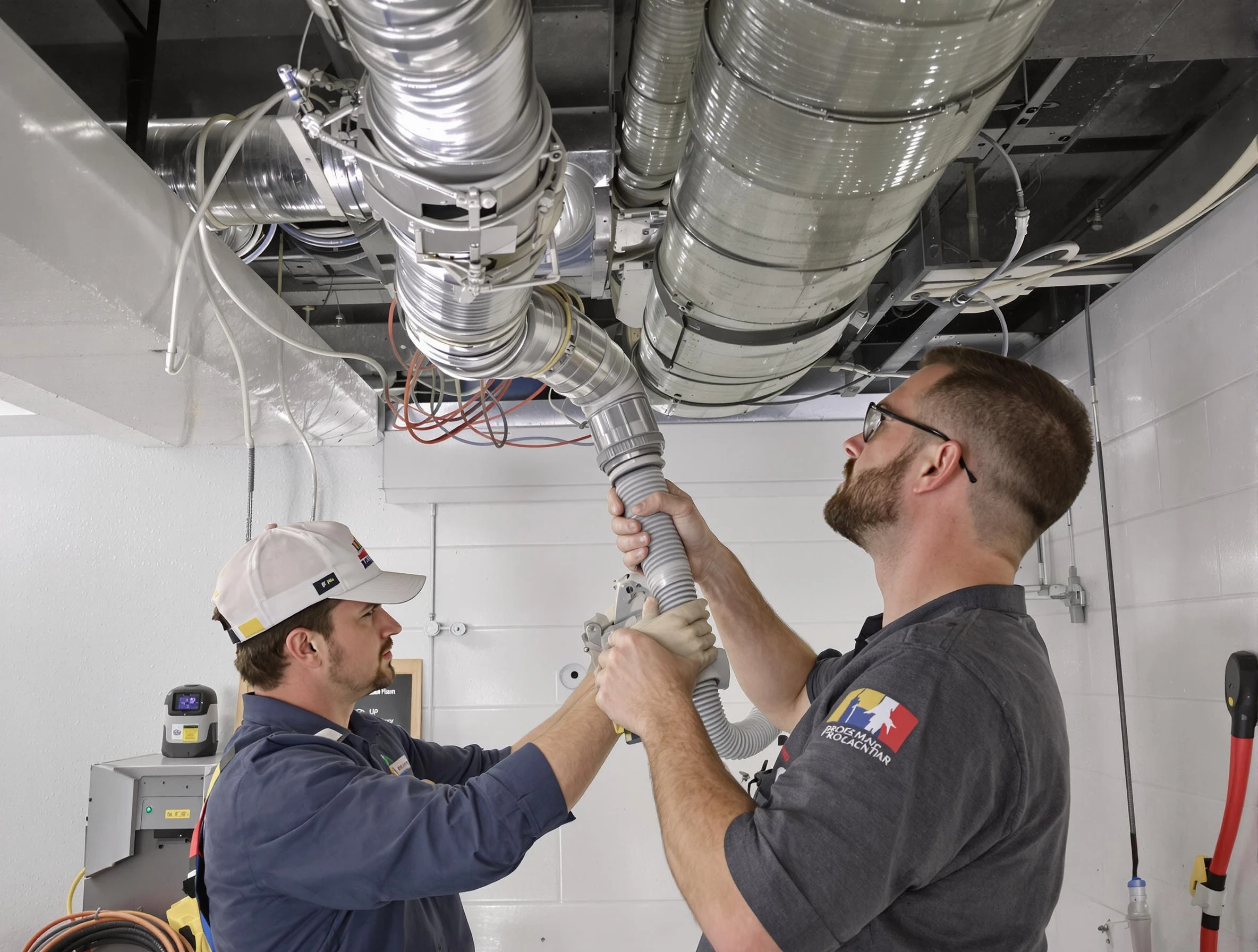 Burlington Air Duct Cleaning technician performing thorough AC duct cleaning in Burlington
