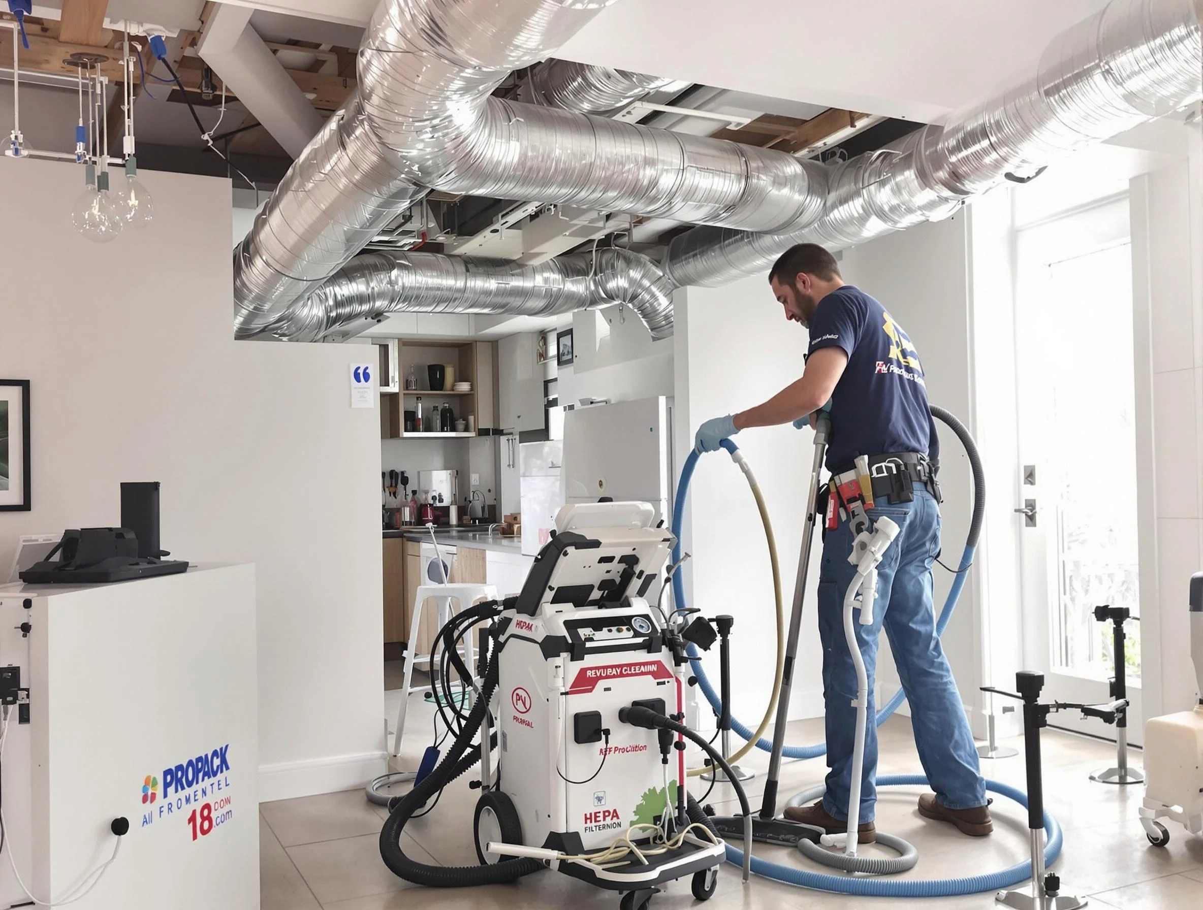 Burlington Air Duct Cleaning technician performing advanced pure duct cleaning with specialized equipment in Burlington