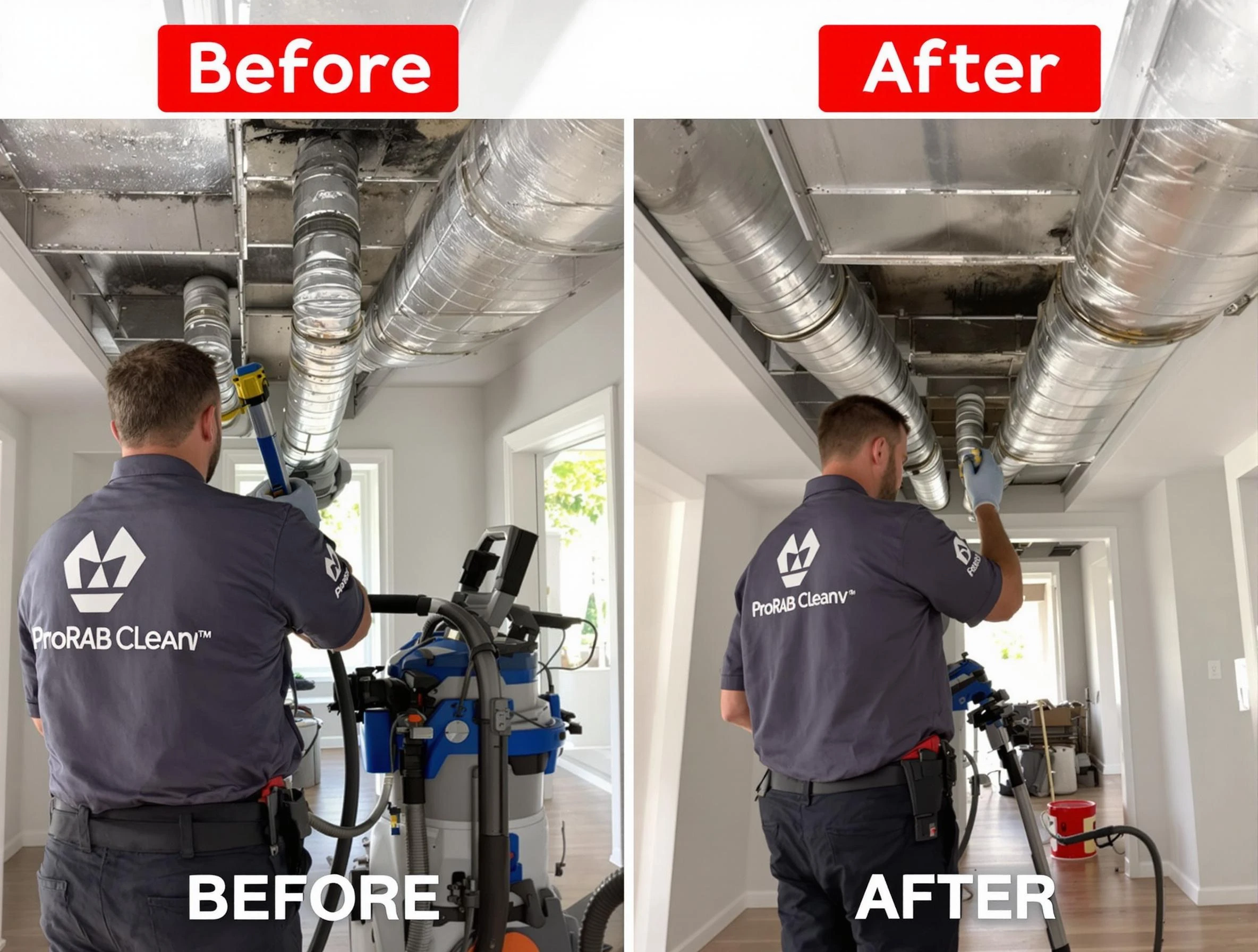 Burlington Air Duct Cleaning expert performing thorough residential duct cleaning in a Burlington home